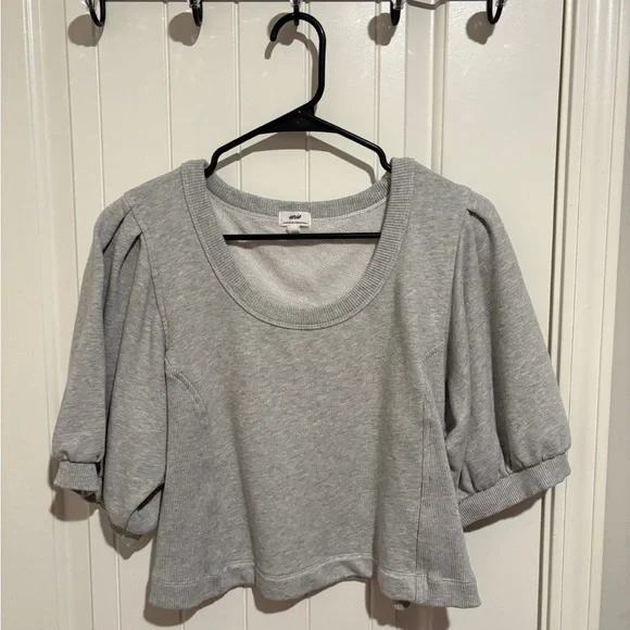 Gray Puff Sleeve Women's Cropped Top - Picture 1 of 1